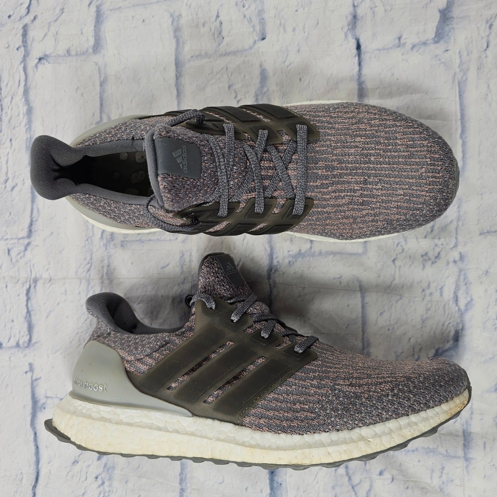 Adidas UltraBoost 3.0 Mens 10 Grey Pink Running Shoes S82022 Primeknit Sneaker